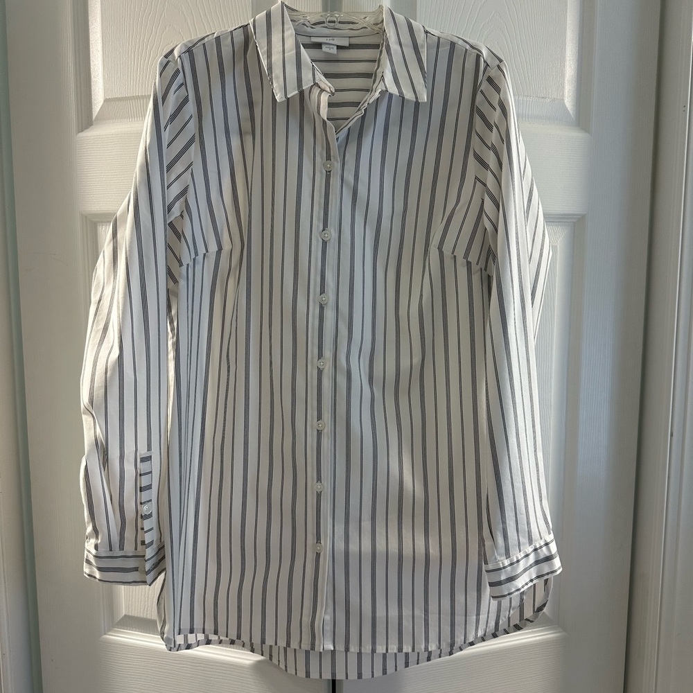 J Jill button down S white with black pin stripes